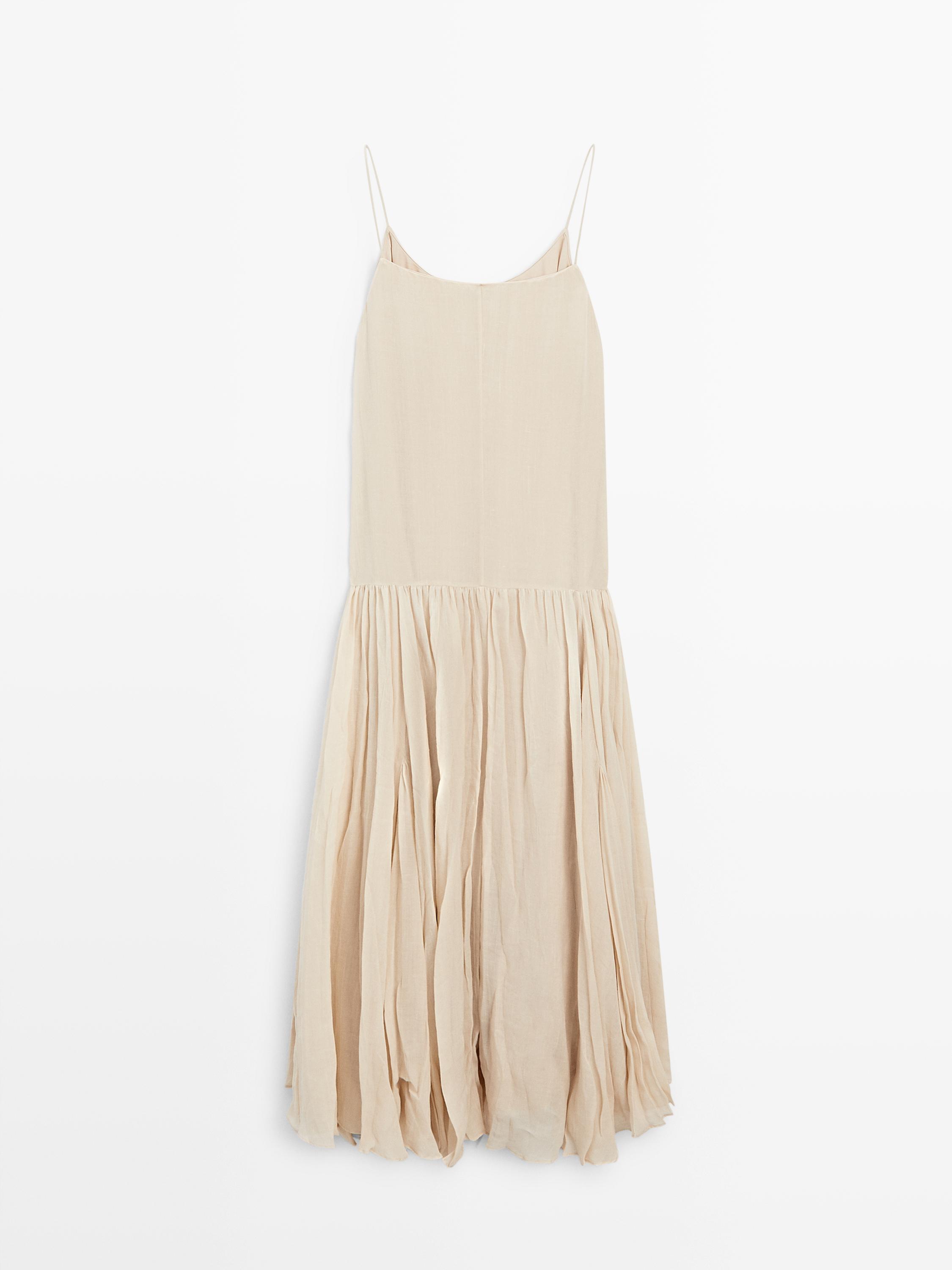 Flowing midi dress with pleated detail